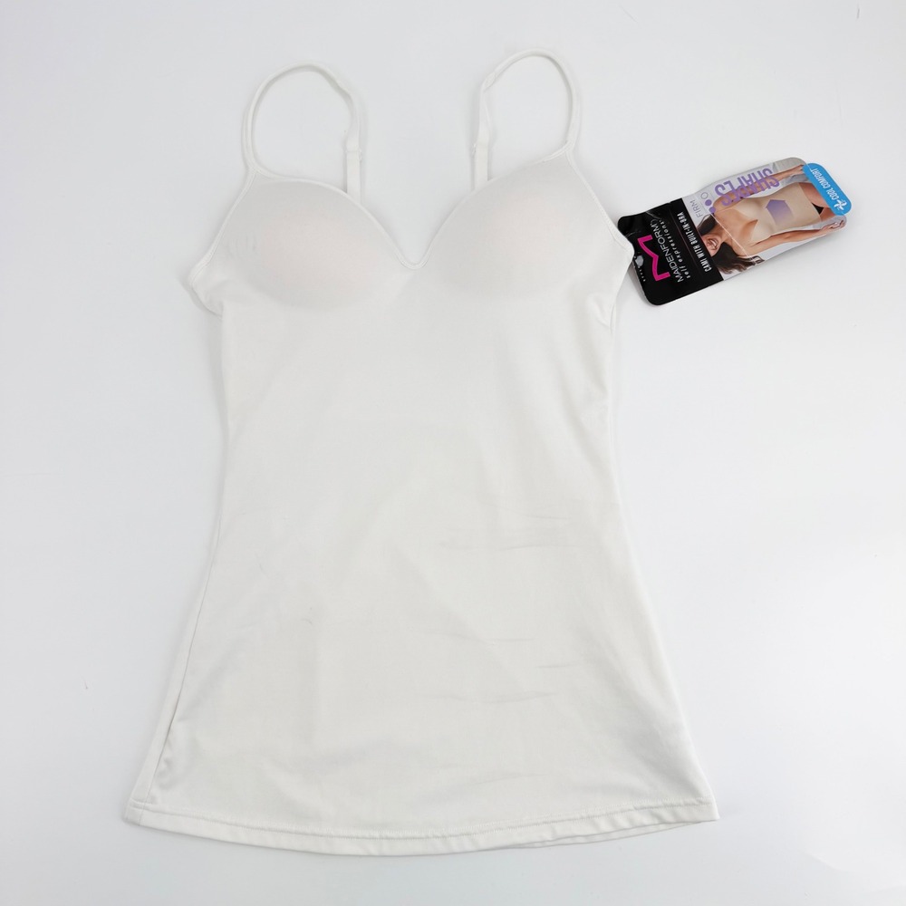 NWT Maidenform Self Expressions White Shaping Cami Built-In Bra Tank Top Size S